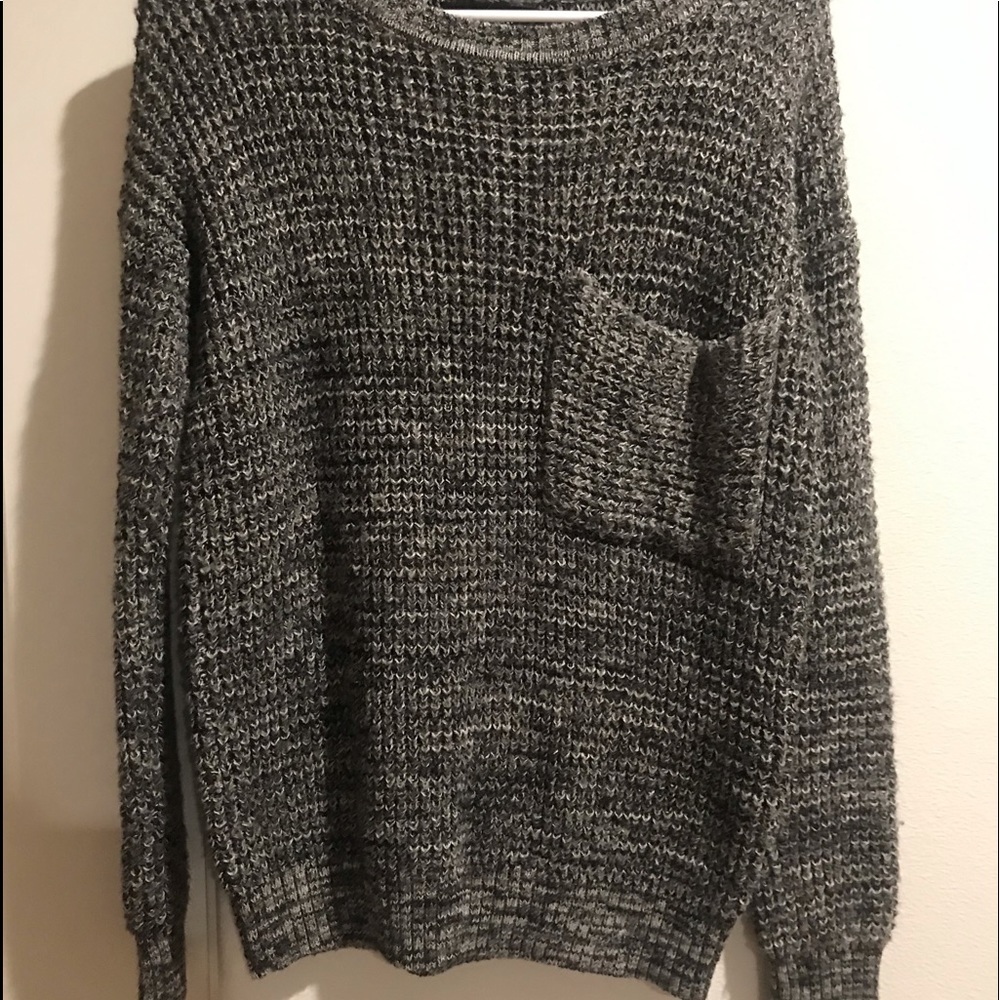 Black and grey knitted oversized sweater